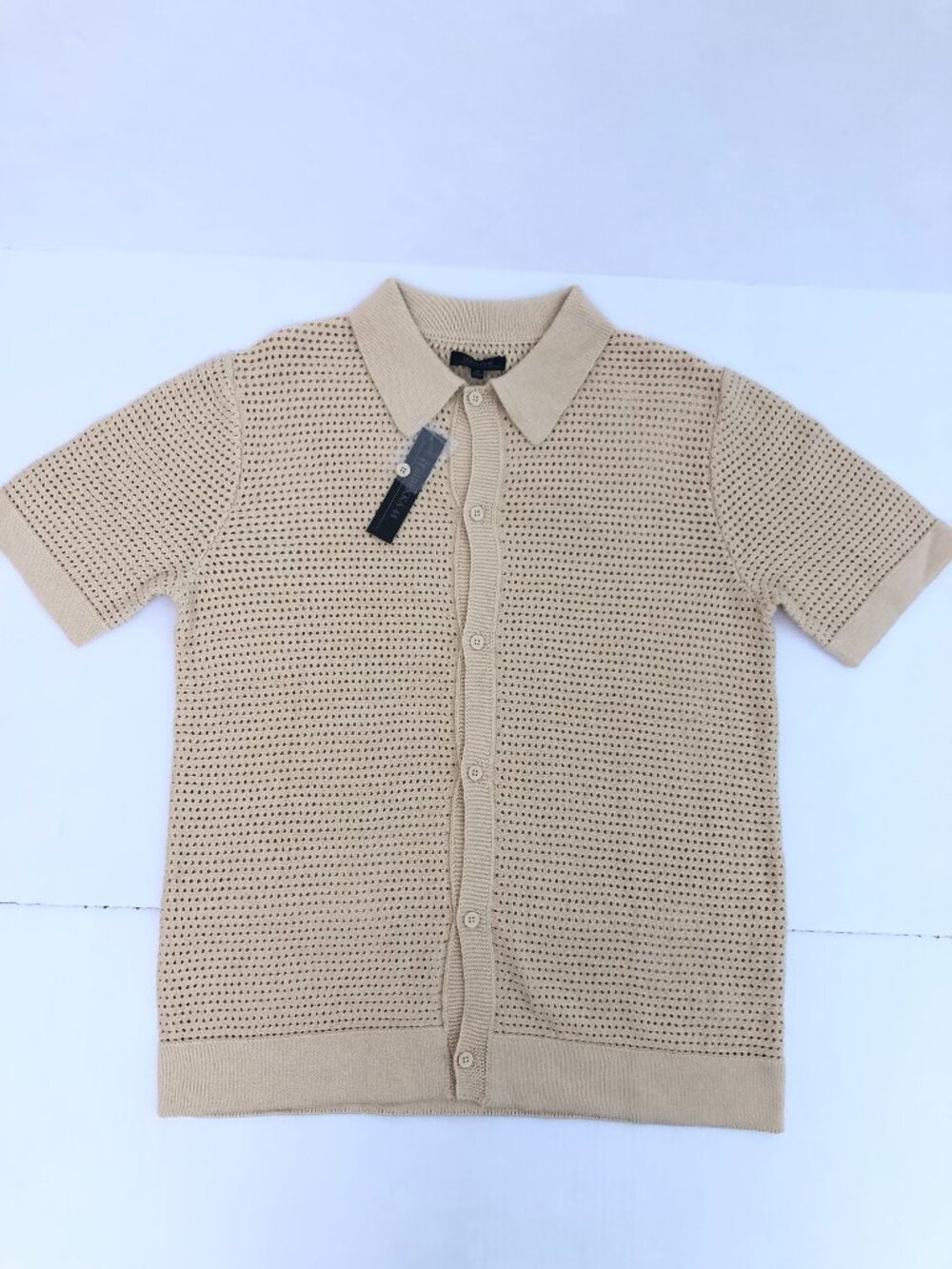 Tribekka 44 Men's Open Knit Button-Down Refined Sweater Polo Size Medium